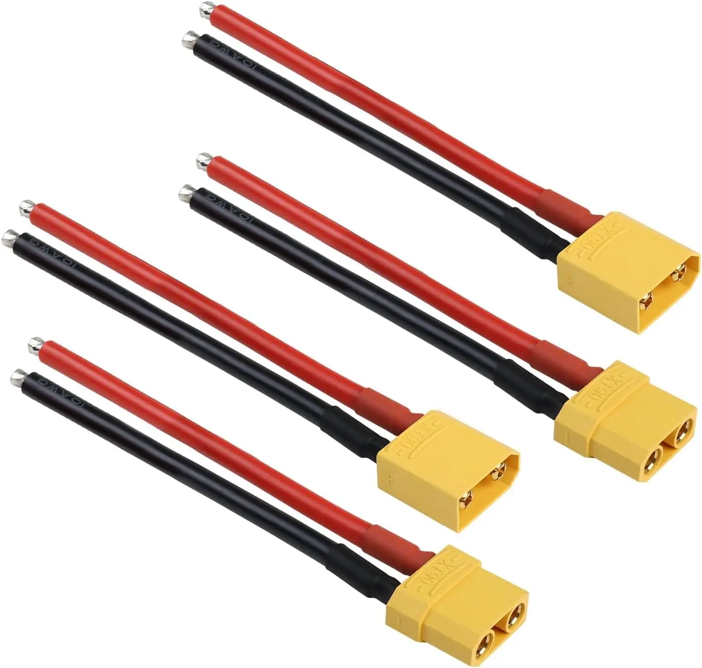 2 Pairs Plug Connector Female and Male with 150mm (10 AWG) Soft Silicone Wire for RC Lipo Battery FPV Cable Drone Car Boat (2 Male+2 Female)
