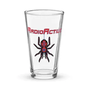 RadioActive! Shaker Pint Glass with Spider Print, Handmade Drinkware