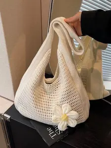 Bohemian Fashion Crochet Handbag, Single Shoulder Woven Beach Bag, Crossbody Shoulder Bag, Perfect for Vacation, Lightweight and Stylish