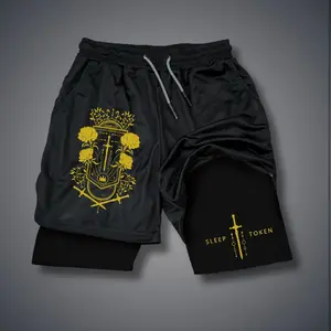 Sleep Token Merch Summer Men's Graphic Shorts Double-Layer Sports Shorts Breathable Quick-Drying Elastic Waistband Drawcord Comfortable