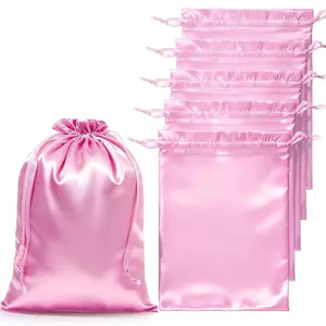 6 count Satin Wig Bags With Drawstring, Silk Hair Storage Bags For Multiple Wigs, , Extensions,