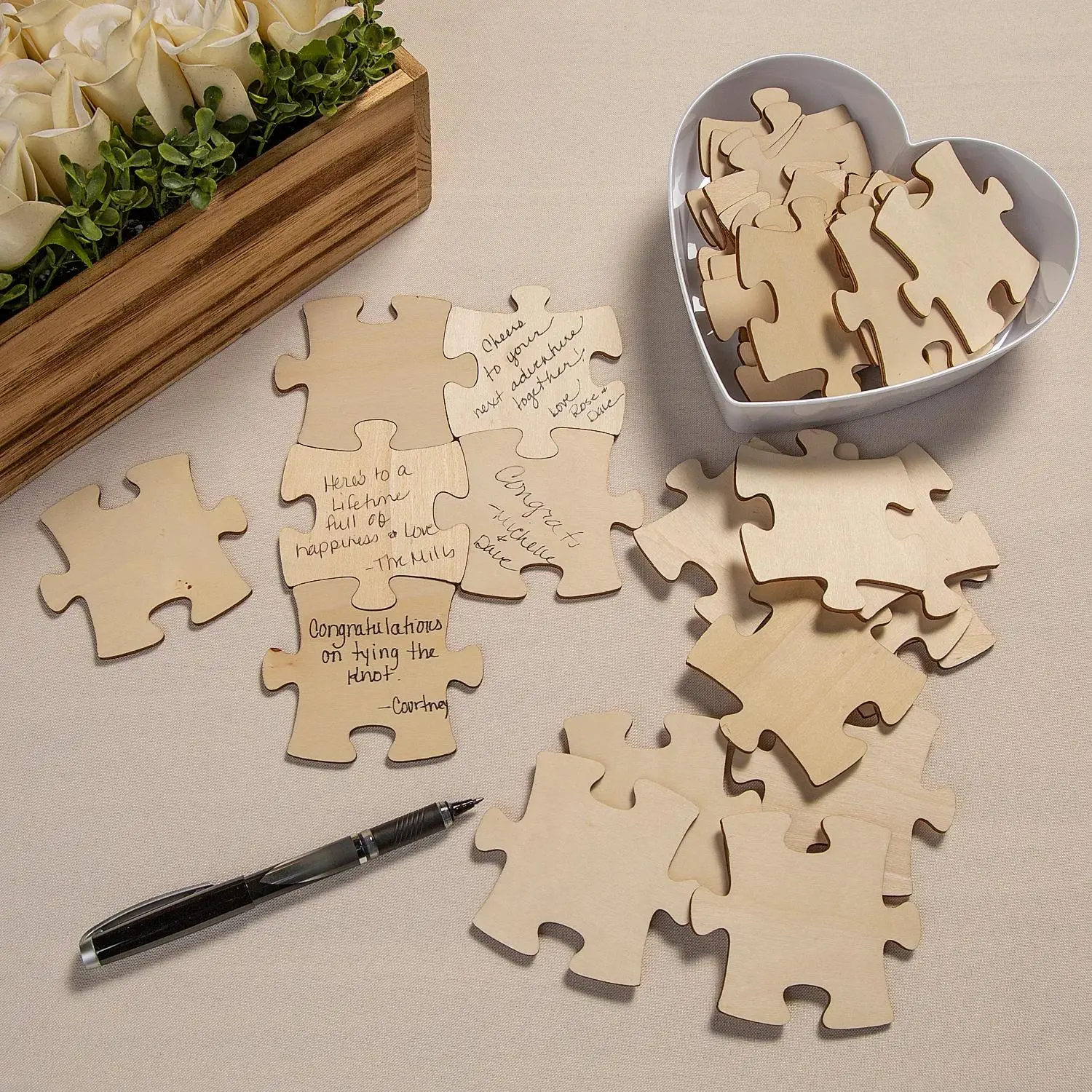 Custom Blank Wood Puzzle Pieces - 50-Pc, Festive Decor & Party Supply for Home Use