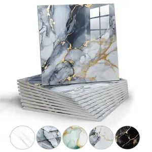 Waterproof Luxury Marble Wall Decals, 10/20 Pieces, Square PVC Panels, 11.8"x11.8", for Bathroom, Kitchen, Living Room, Decorative Panels