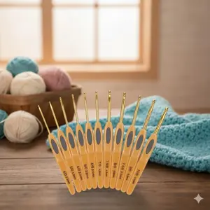 8pcs Ergonomic Knitting Needle Set with Anti-Slip Rubber Grip, Soft Touch Aluminum Crochet Hooks & Plastic Needles, Portable Storage Case for Knitting Enthusiasts, Multi-Material Compatible Tools