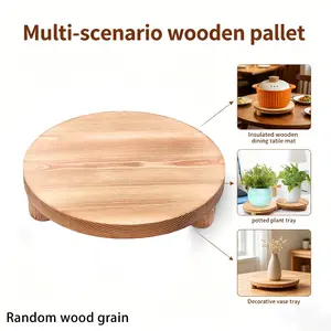 Circular Wooden Tray, Plant Pot Holder, Decorative Table Mat, Creative Indoor Aromatherapy Candle Display Stand, Home Decoration Accessory