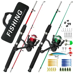 Kids Fishing Rod Set, Complete Beginner Fishing Gear, Portable Reel, Lure Kit, Soft Fishing Worms, Storage Bag, Ideal for Kids & Newbies, Fishing Tackle Kit