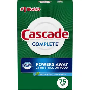 Cascade Complete Powder Dishwasher Detergent, Fresh Scent, 75 oz, White