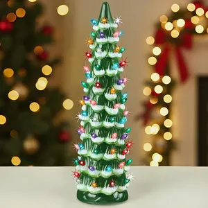 Best Choice Products Ceramic Christmas Tree, 15in Hand-Painted Holiday Décor
