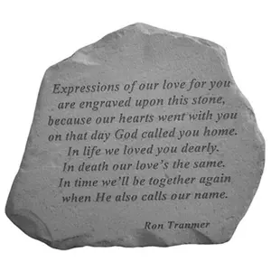212 MAIN Engraved Cast Stone Outdoor Decor, 13.5x12" Weatherproof Piece for Expressing Love