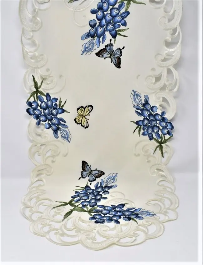 16 x 36 in. Bluebonnet & Butterfly Table Runner