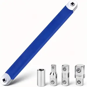 high quality  Offset Extension Wrench Impact Ready 3/8" for Tight Spaces, Wrench Extender Tool with 3/8", 1/4", 1/2" Square Drive Adapters and 1/4" Socket (BLUE)