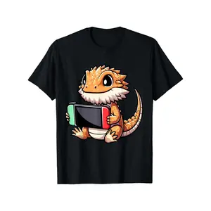 ' Bearded Dragon Gamer T-Shirt - Funny Video Game Lizard Graphic Tee with Cute Bearded Dragons & Controllers Print, Boys & Girls Casual Round Neck Summer Top, Durable for all-Season Wear, Best Gift for Reptile & Gaming Lovers (3-13Y)