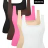 Women's Basic Minimalist Tummy Control Garments Underwear Shapewear Tank Tops, Seamless Square-Neck Smooth Compression-Fit Tops, Solid Body Shaper