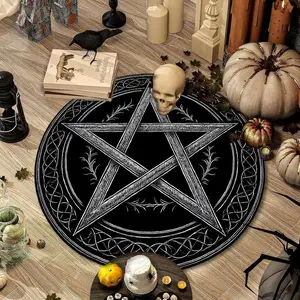 Magic Circle Rug, Gothic Style Carpet for Young Adults, Durable No-Fuzz Fabric, Ideal for Living Room Bedroom Closet, Decorative Area Rug, Home Decorative Rug
