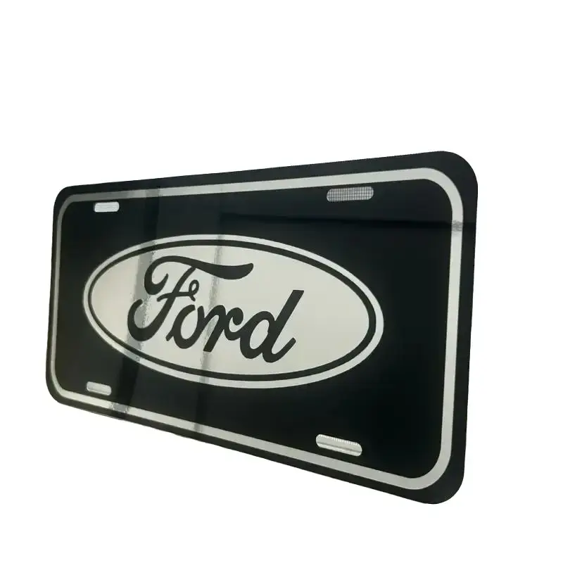 Ford Automotive License Plate Cover - Classic Brand Logo Design, Aluminum, Tool-Free Installation, Fits Various Models for Authentic Style