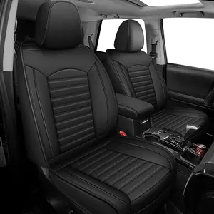 Custom Fit Full Set Seat Covers for Toyota 4Runner 2007-2025 | Black Leather, 5 Seats - Waterproof, Breathable & Comfortable | Airbag Safe Cushion Protectors Car Accessories