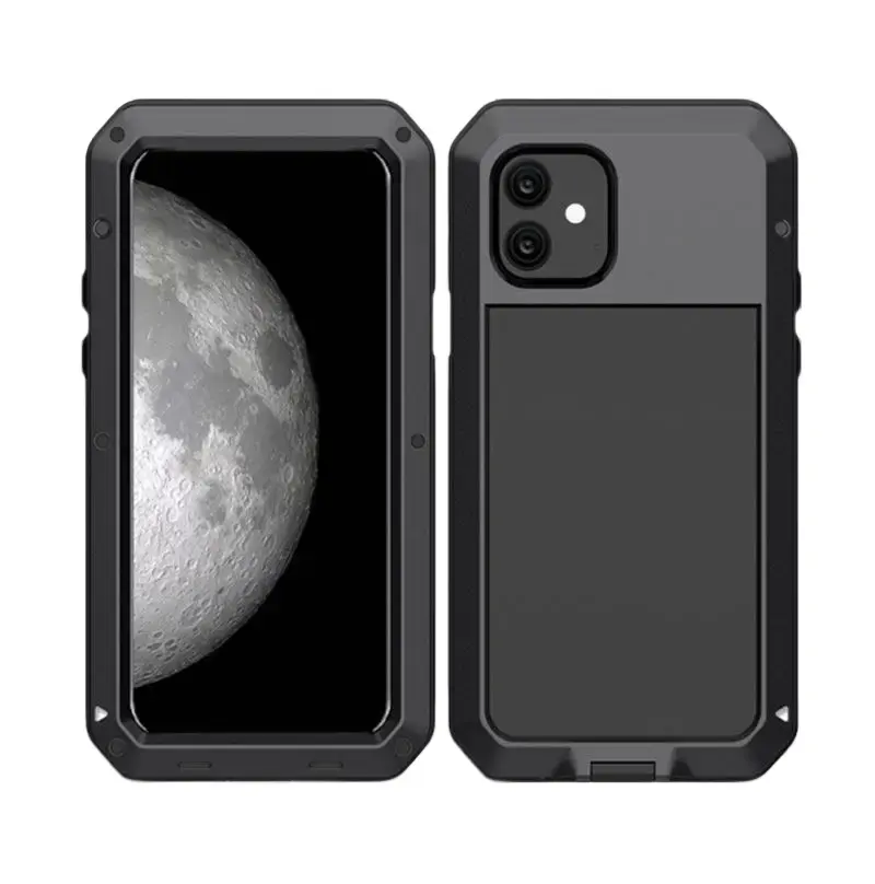 Full Coverage Aluminum Alloy Metal Armor Phone Case, Sliding Camera Lens Cover Shockproof Rugged Protective Cover Compatible with iPhone 12 13 14 15 16 17 Pro Max rugged anti-collision edge design for outdoor use.