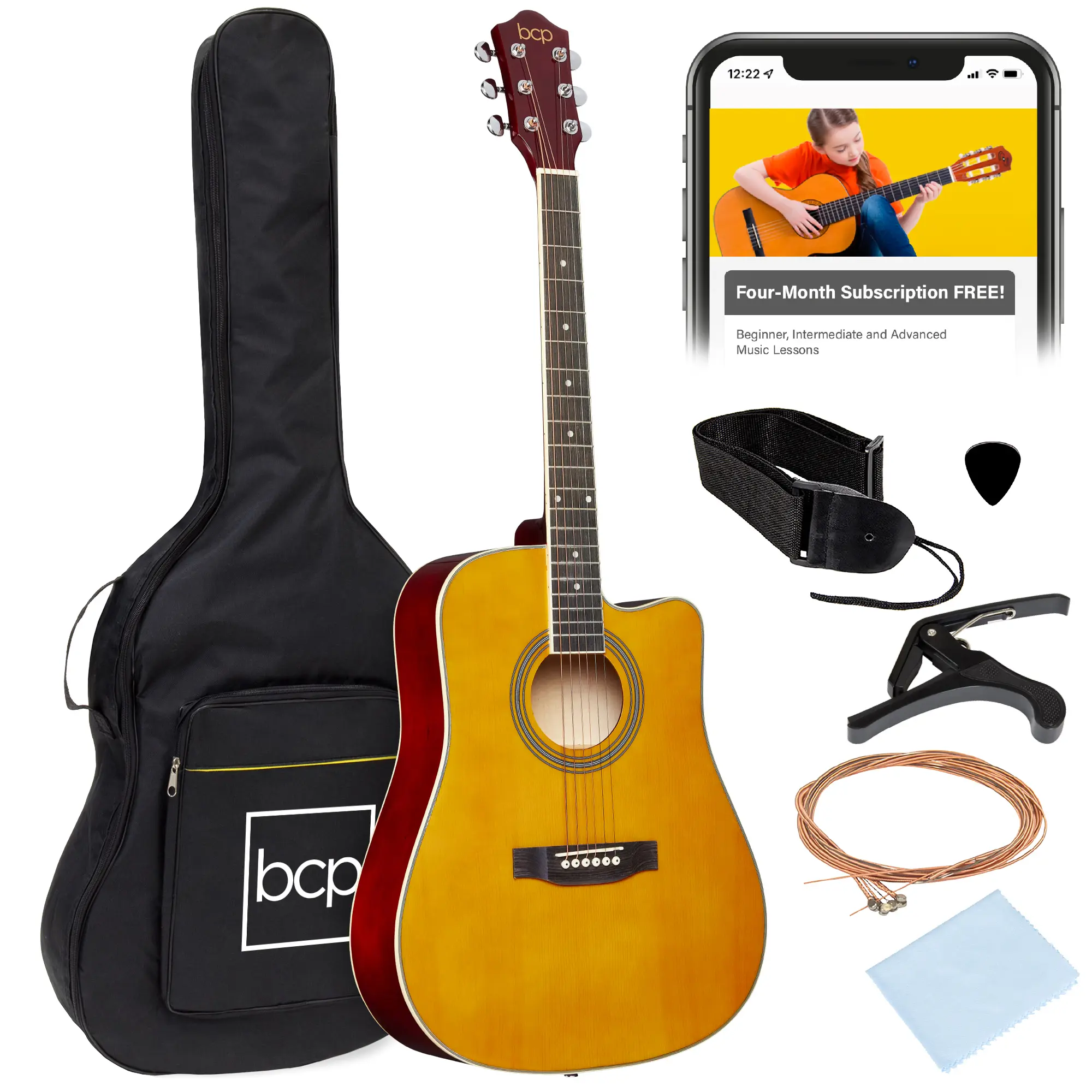 Best Choice Products 41in Full Size Beginner Acoustic Guitar Set with Case, Strap, Capo, Strings Best Choice Products 41in Full Size Beginner Acoustic Guitar Set with Case, Strap, Capo, Strings