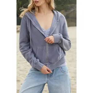 John Galt Women's Blue Christy Zip Up Hoodie