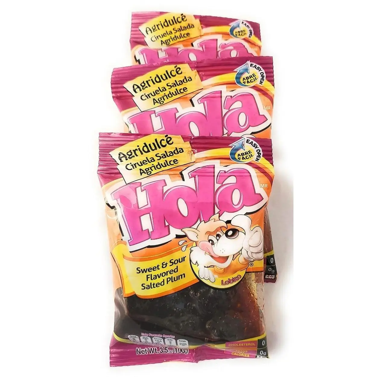 Salado Agriculce - Saladulces HOLA Lobito - Sweet and Sour Flavored Salted Plums - 3.5 oz - 3 units