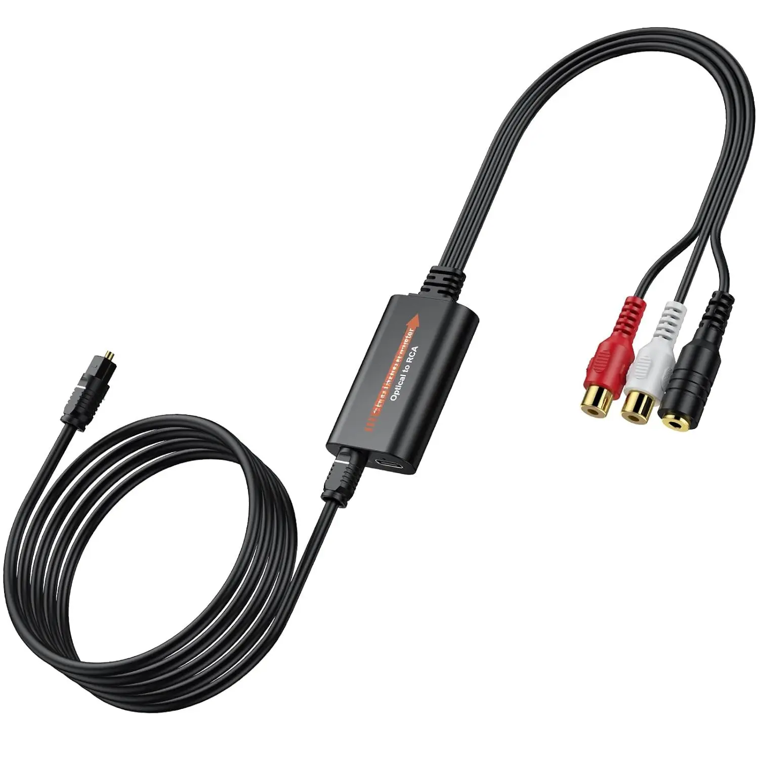SPDIF to RCA+3.5mm Optical to Analog Audio Adapter 192kHz DAC Converter with Built-in Amplifier Chip for HDTV Set-Top Box DVD Blu-Ray Players