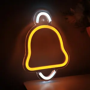 1pc Glowing Christmas Bell LED Neon Sign - Wall-Mountable ， Holiday Light with -Controlled /Off for Home, Storefront, Nursery, Wedding, Cafe, Office - Minimalist Bell-Shaped Decor