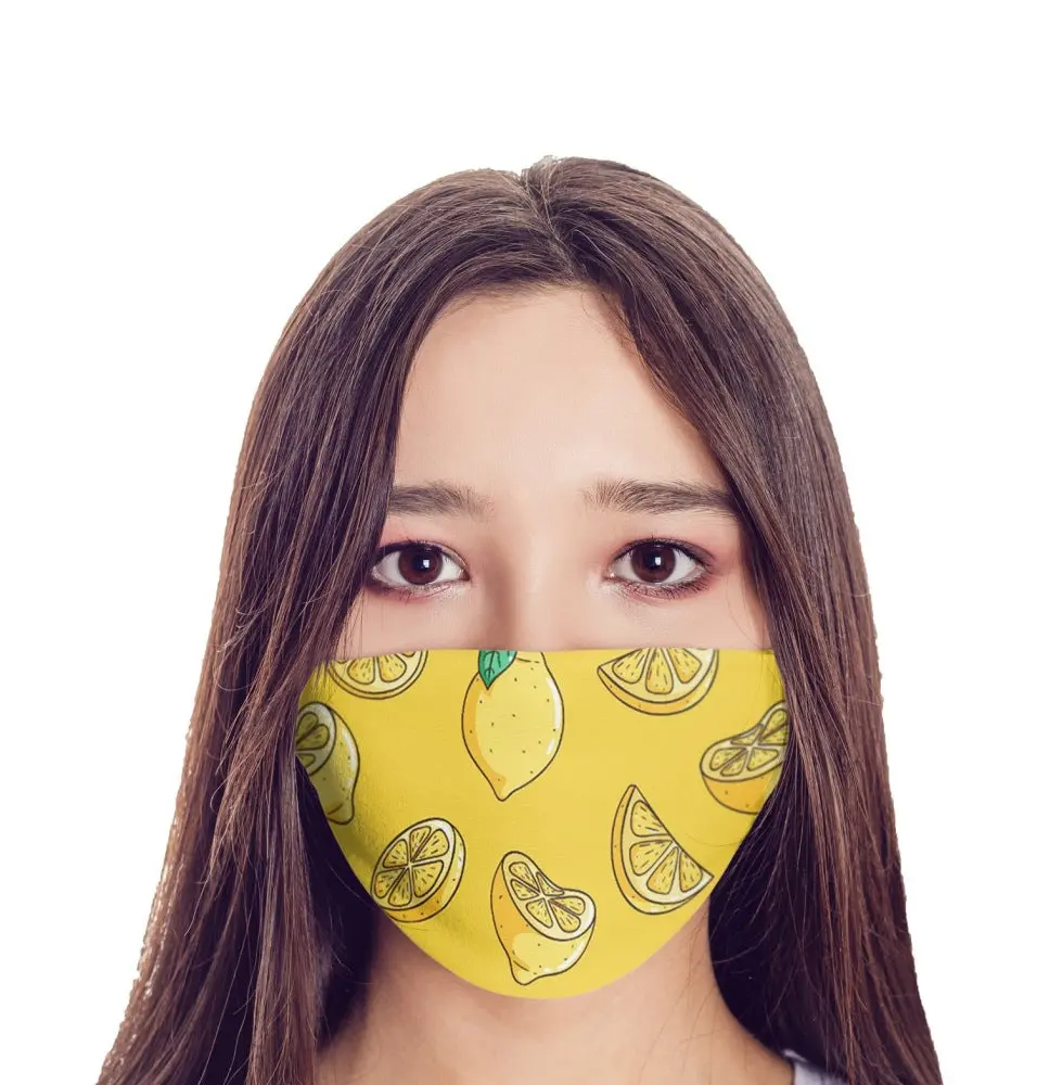 Chochili Men Trendy Lemon Home Garage Kitchen Dorm Slippers and Mask Pack