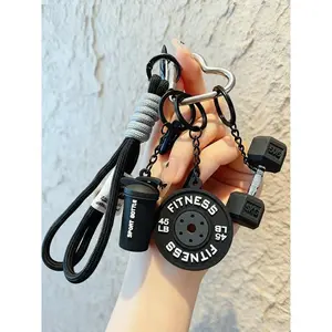 Creative DIY Sport Style Fitness Barbell Keychain Pendant, Women Couple Miu Bag Charm, Key Chain Accessory, Fashionable and Functional