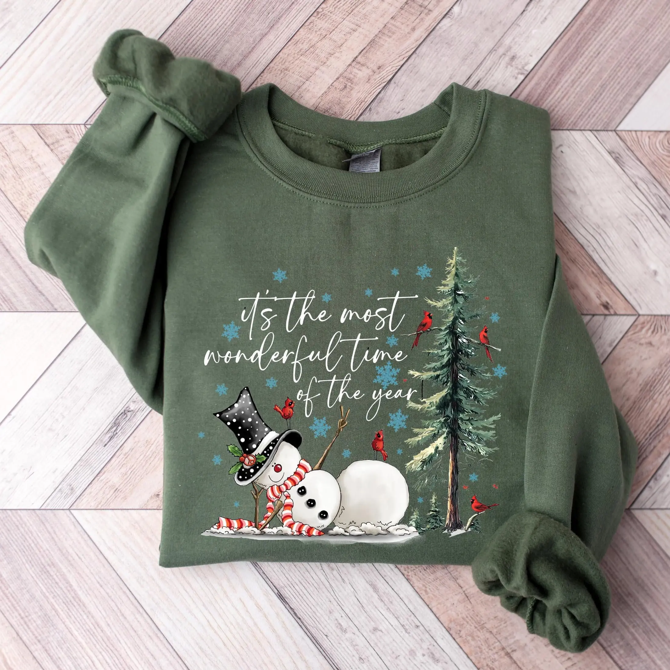 It's The Most Wonderful Time Of The Year Sweatshirt, Cute Christmas Snowman Graphic Tee, Festive Holiday Season Family Matching Shirt, Winter Crewneck Sweatshirt, Cozy Xmas Party Outfit, Merry Christmas Gift for Women & Men, Cozy Winter Apparel