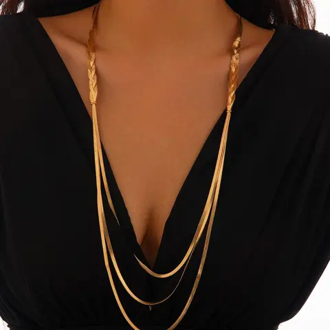 Women's Elegant Tiered Layer Adjustable Chain Necklace, 2024 New Style Fashion Jewelry for Party, Daily Clothing Decor, Trendy All-match & Exquisite Jewelry for Birthday Gift, Cuban Link Chain, Cuban Link Design