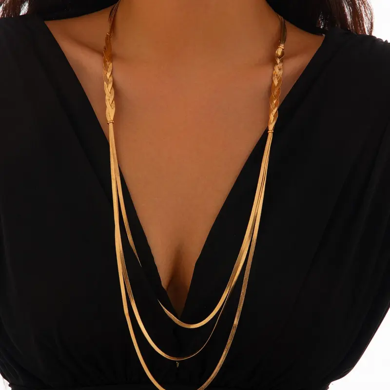 Women's Elegant Tiered Layer Adjustable Chain Necklace, 2024 New Style Fashion Jewelry for Party, Daily Clothing Decor, Trendy All-match & Exquisite Jewelry for Birthday Gift, Cuban Link Chain, Cuban Link Design