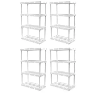 Gracious Living 4 Shelf Knect-A-Shelf Ventilated Storage Unit, White (4 Pack)