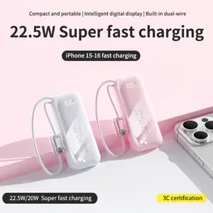 Portable Phone Charger, 10000mAh Portable Charger Power Bank with Built-in Cables, Travel Essential Battery Pack Compatible with iPhone, Samsung, Google, iPads, Tablets, etc
