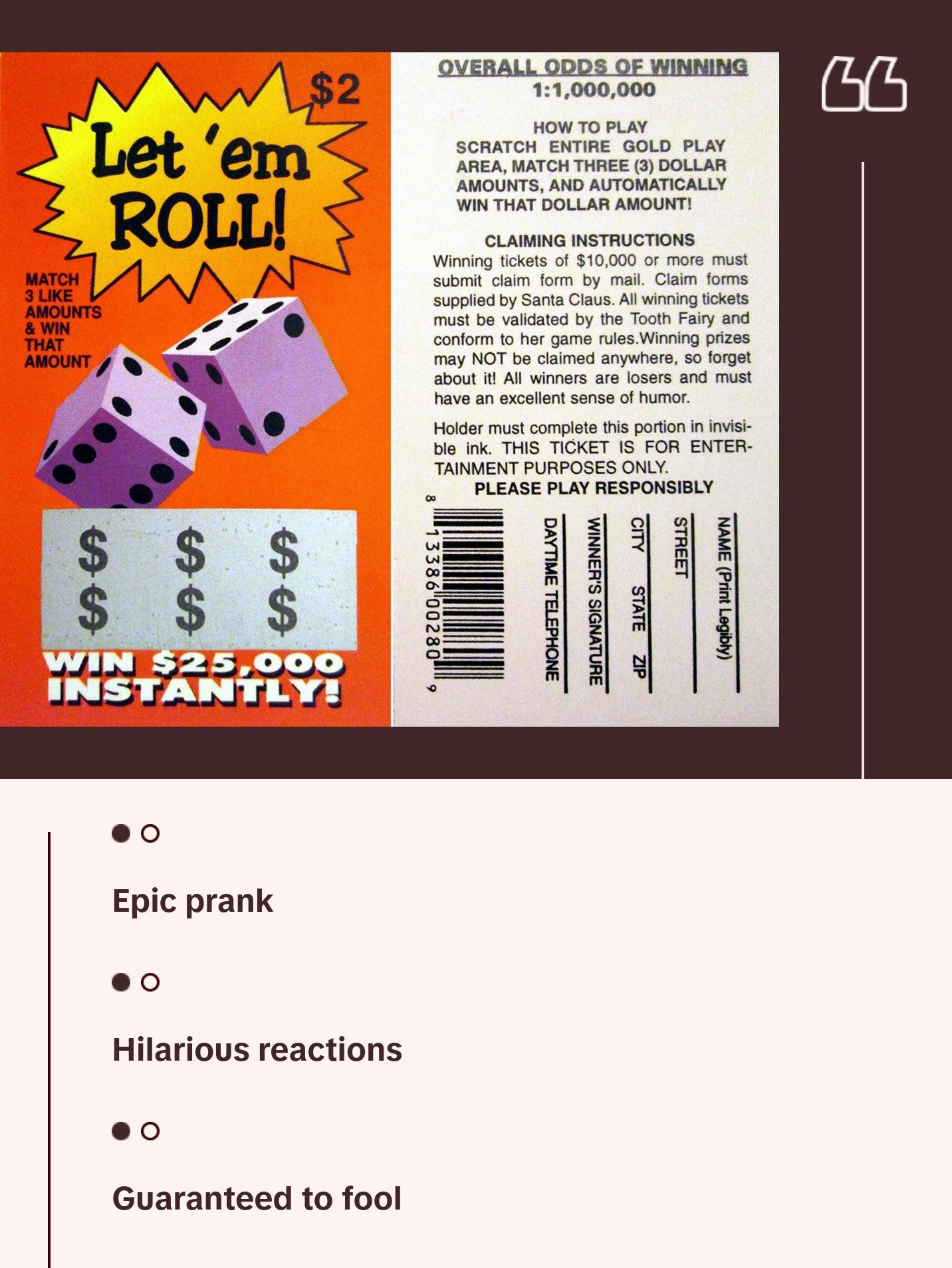 6-Pack Fake Winning Scratch-Off Lottery Tickets – The Ultimate Gag Prank! 💰😂
