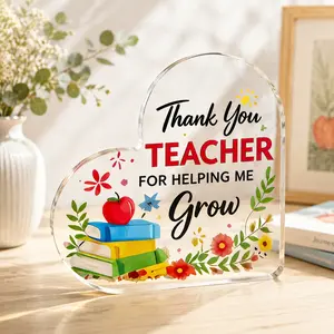 Waterproof Acrylic Teacher Appreciation Keepsake Sign - Glossy Motivational Plaque for Women, Classroom/Office Decor - Inscribed with "The Influence of a Great Teacher Can Never Be Erased"