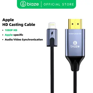 BIAZE Lightning to HDMI Cable 6ft 1080P HD Screen Mirroring Adapter with Charging Port for iPhone 14/13/12 iPad Pro/Air/Mini TV Monitor Aluminum Head PVC Coated