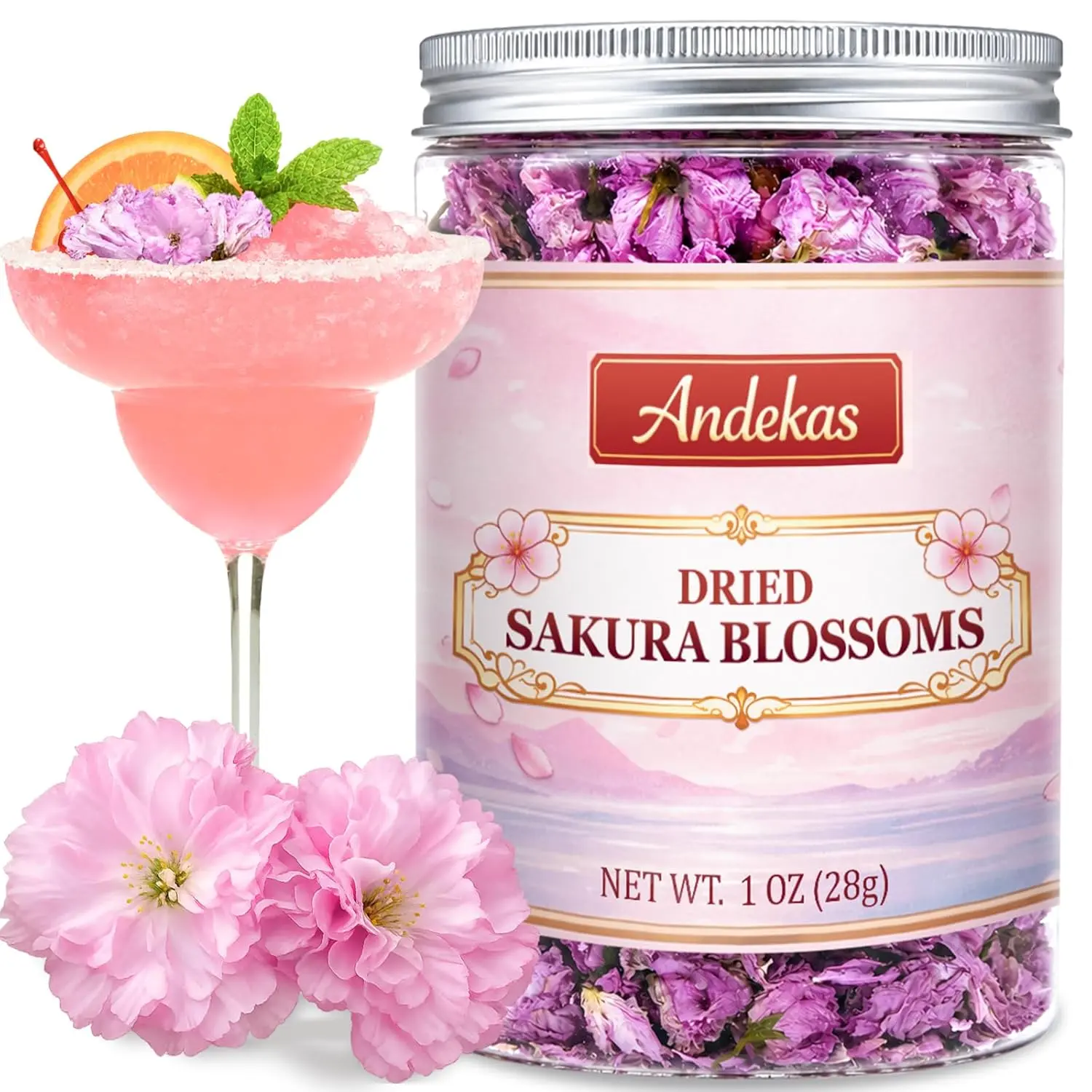 400+ Pcs Natural Dried Sakura Blossoms, Edible Flowers for Cocktails & Cake Decorating, Premium Whole Cherry Blossoms for Tea, Baking, Desserts, Floral Garnish and Gift Making, 1 oz (28g)