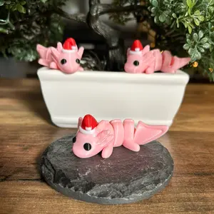 Christmas Baby Axolotl (3D Printed, Articulating, Decor)