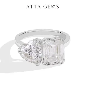 Classic D Color 3CT Heart Shape 4CT Octagon Cut Synthetic Moissanite Engagement Ring for Women - Fine Jewelry with R209