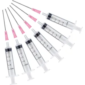 6PCS 5ML/CC Ink Filling Plastic Syringe with Blunt Stainless Needle Tip for Fountain Pen Printer