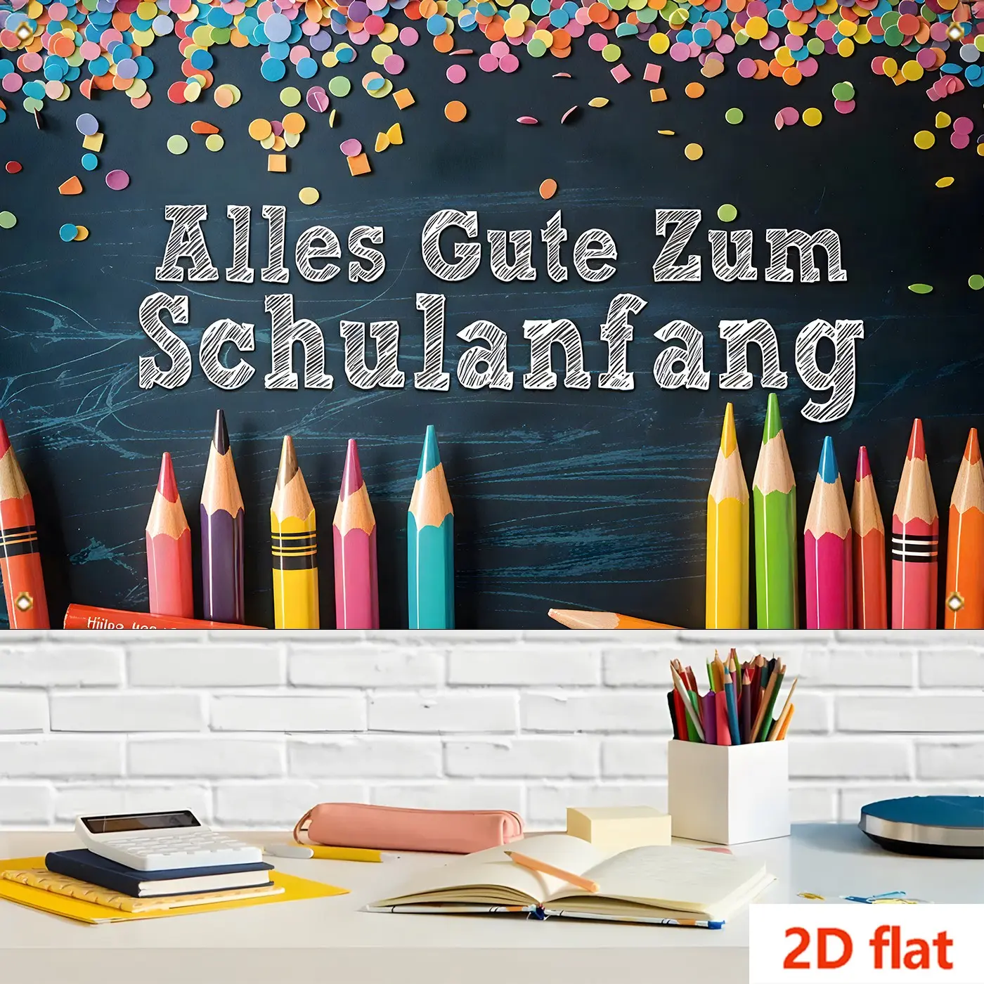 Back To School Theme Backdrop, Colorful Pencil & Blackboard Pattern Background Cloth, Party Decoration Supplies for Home Living Room Bedroom Outdoor, Banners
