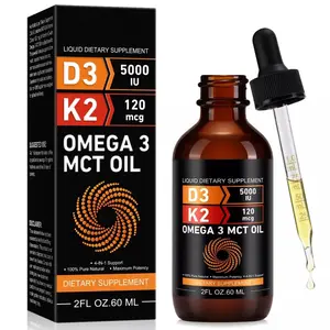 Liquid Vitamin D3 K2 5000 iu & 120 mcg - Vitamin D with MK7 Vitamin K2 Drops - Bone Density & Heart Support Liquid Vitamins for Women & Men, High Absorption Vit K2 D3 Vitamin Supplement - 2 fl oz