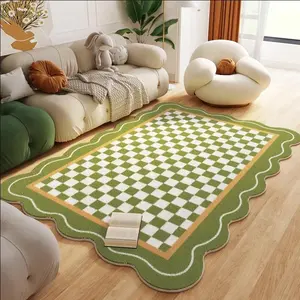 Irregular Plaid Pattern Bedside Rug, 1 Count Non-slip Soft Machine Washable Floor Mat, Decorative Carpet for Home Living Room Bedroom Hotel Checkered Rug