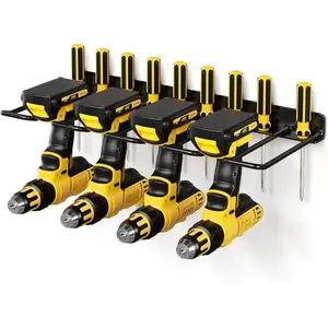 Power Tool Organizer, Drill Holder Wall Mount, Heavy Duty Garage Tool Organizer and Storage, Suitable Tool Rack for Tool Room, Workshop, Garage (Black-1 Tirer)