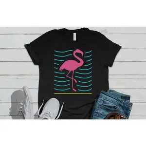 Men's flamingo Graphic T-Shirt - Short Sleeve Crew Neck Regular Fit Casual Wear | Soft & Breathable Fabric, Durable Print, Everyday Comfort, Machine Washable, retro clothing display