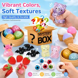 2026 Colorful Glitter Squishy Mystery Box Toys | Cute Bear Cow Bat Peach Strawberry Eyeball Fidget Toys Stress Relief Surprise Gifts