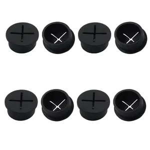 8 count Cord Desk Grommet 1 Inch, Black Flexible   Cord Grommet Wire Rubber Grommets for Table and Other Furniture Hole Cover
