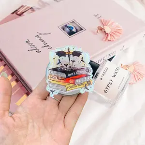 Glitter Dragon Rider Fantasy Books Phone Grip Clear Acrylic Griptok - Aesthetic Romantasy Novel Cell Phone Stand Holder, Magic Academy Bookworm Finger Ring Grip Accessory, Dark Gothic Gift for Book Lovers
