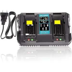 Dual Ports Replacement 14.4V-18V Charger for Makita  Charger DC18RC DC18RD DC18RD, Compatible with Makita  18V-14.4V BL1815 BL1820 BL1830 BL1850 BL1860 BL1840 BL1430 BL1415