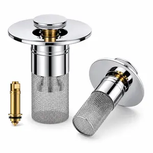 Stainless Steel Pop Up Drain Stopper, Bathroom Sink Hair Catcher for Washbasin, Vanity, Apartment, and Daily Cleaning